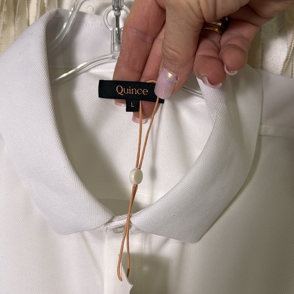 Quince NWT Commuter Stretch Pique Short Sleeve Button Down in White Large - Picture 4 of 11